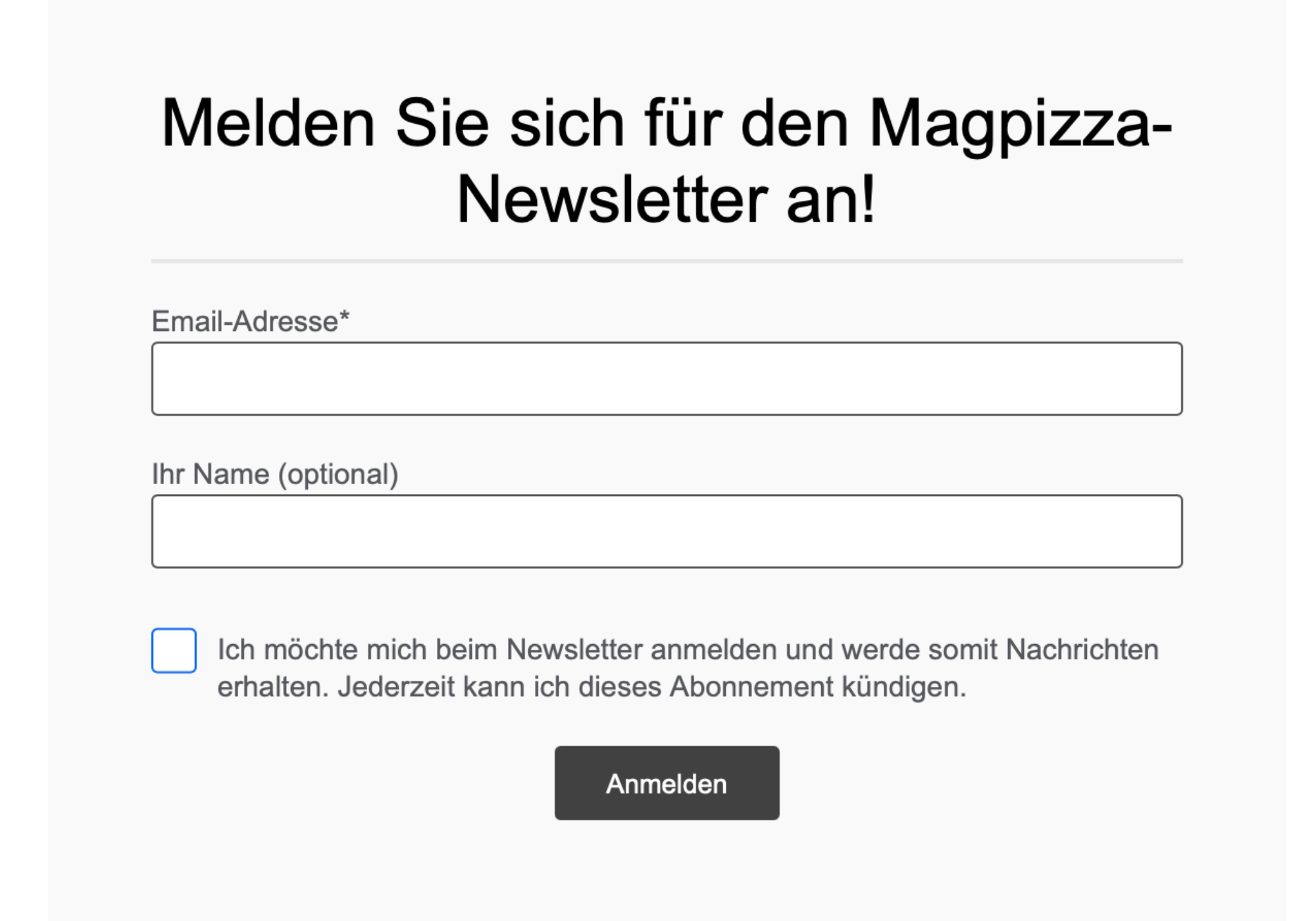 Newsletteranmeldung